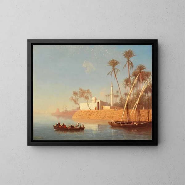 Vista di Boulak vicino al Cairo, Egitto - Charles Théodore Frère — quadro incorniciato alla parete