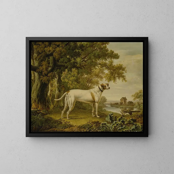 Un pointer inglese in un paesaggio - Charles Towne — quadro incorniciato alla parete