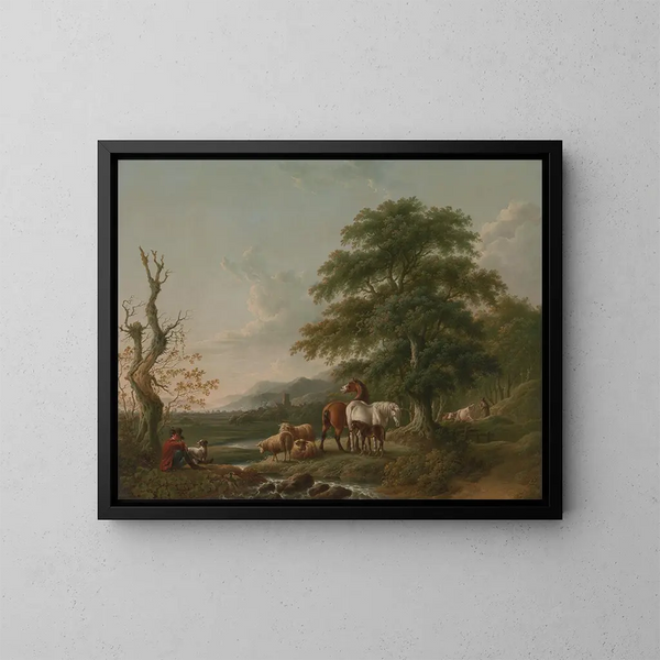 Paesaggio con un pastore - Charles Towne — quadro incorniciato alla parete
