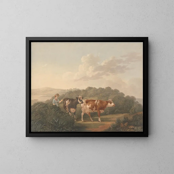 Donna con bestiame - Charles Towne — quadro incorniciato alla parete