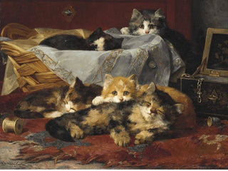 Charles Van Den Eycken - Kittens In A Basket.webp
