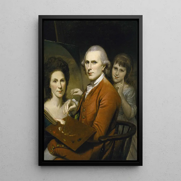 Autoritratto con Angelica e ritratto di Rachel - Charles Willson Peale — quadro incorniciato alla parete