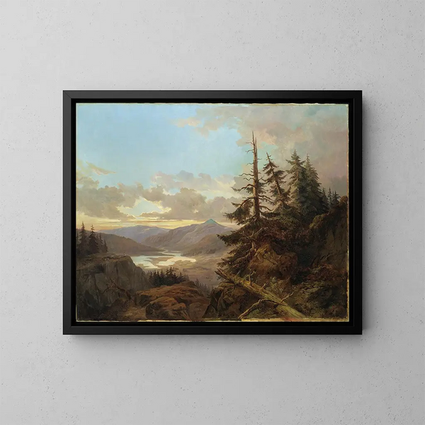 Paesaggio norvegese alla luce del mattino - Carlo XV di Svezia — quadro incorniciato alla parete