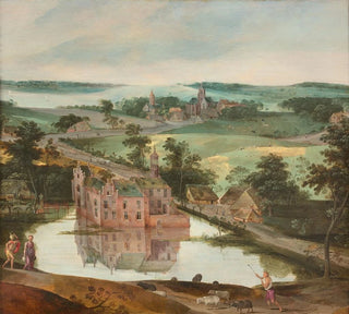 Château dans un paysage avec un berger - Jacob Grimmer