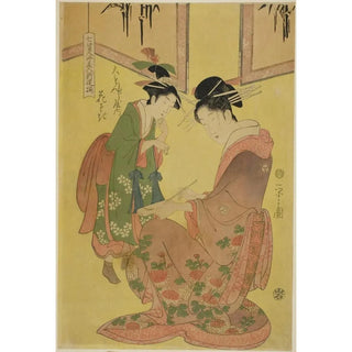 Chbunsai Eishi - Beauties Parodying the Seven Sages A Selection of Younger Courtesans Shichi kenjin yatsushi bijin shinzo zoroe Hanasaki of the Daimonjiya.webp