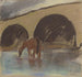 Cavallo che irriga e beve da un fiume sotto un ponte ad arco - Zolo Palugyay — vista dell’opera