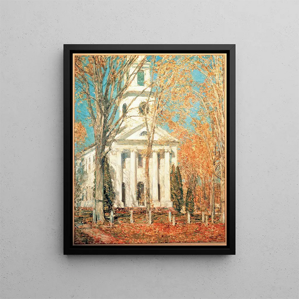 Chiesa a Old Lyme, Connecticut - Childe Hassam — quadro incorniciato alla parete