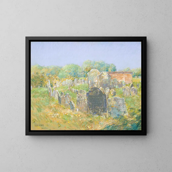 Cimitero coloniale a Lexington - Childe Hassam — quadro incorniciato alla parete