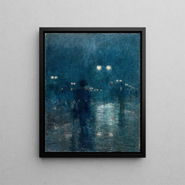Notturno di Fifth Avenue - Childe Hassam — quadro incorniciato alla parete