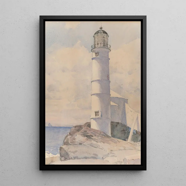 Faro dell'isola di Shoals - Childe Hassam — quadro incorniciato alla parete