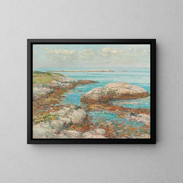 Rochers a Appledore al mattino - Childe Hassam — quadro incorniciato alla parete