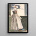 Riproduzione del dipinto Ragazza che tricotta in costume di Salling che guarda da una finestra - Christen Dalsgaard