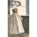 Riproduzione del dipinto Ragazza che tricotta in costume di Salling che guarda da una finestra - Christen Dalsgaard