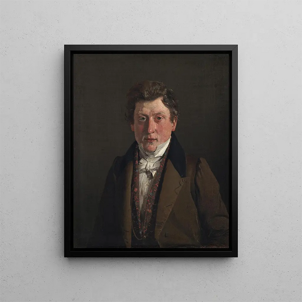 Ritratto del cugino e cognato dell'artista, il droghiere Christian Petersen - Christen Købke — quadro incorniciato alla parete