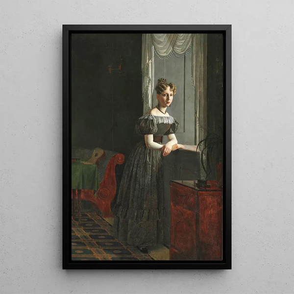 Ritratto della sorella dell'artista Conradine Købke - Christen Købke — quadro incorniciato alla parete