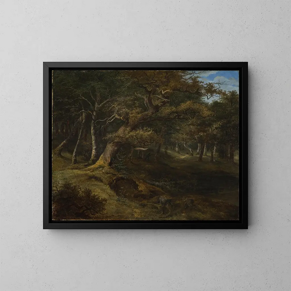Caccia alla lepre in una foresta di faggi - Christian Ezdorf — quadro incorniciato alla parete