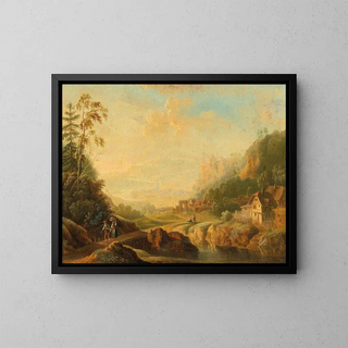 Christian Georg Schtz the Younger - An extensive river landscape with wanderers.webp