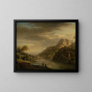 Christian Georg Schtz the elder - Mountainous River Landscape with Rainbow.webp