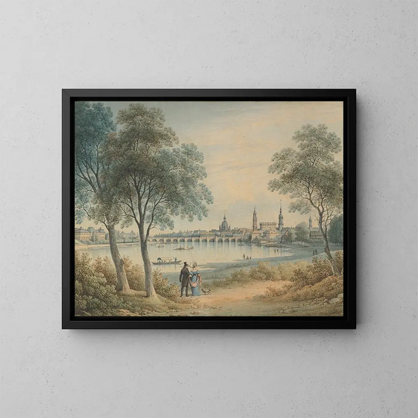 Vista di Dresda da ovest - Christian Gottlob Hammer — quadro incorniciato alla parete