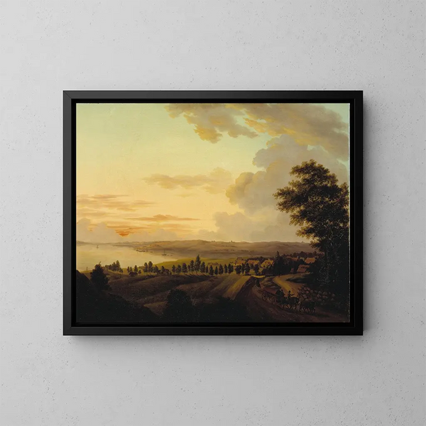 Paesaggio dello Sjælland al crepuscolo - Christian Heinrich Grosch — quadro incorniciato alla parete
