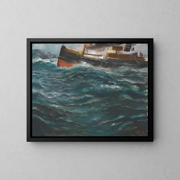 Un navire dans une mer agitée - Christian Krohg — quadro incorniciato alla parete