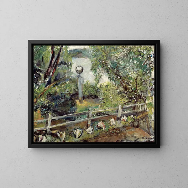 Il giardino con la palla di vetro - Christian Krohg — quadro incorniciato alla parete