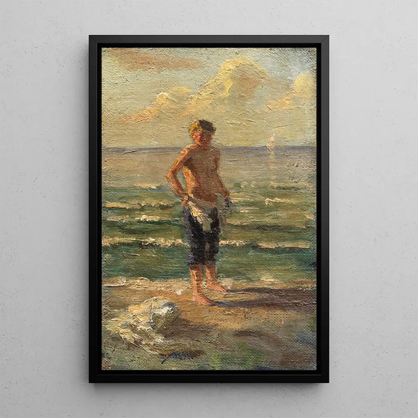 Ragazzo sul lago - Christian Landenberger — quadro incorniciato alla parete