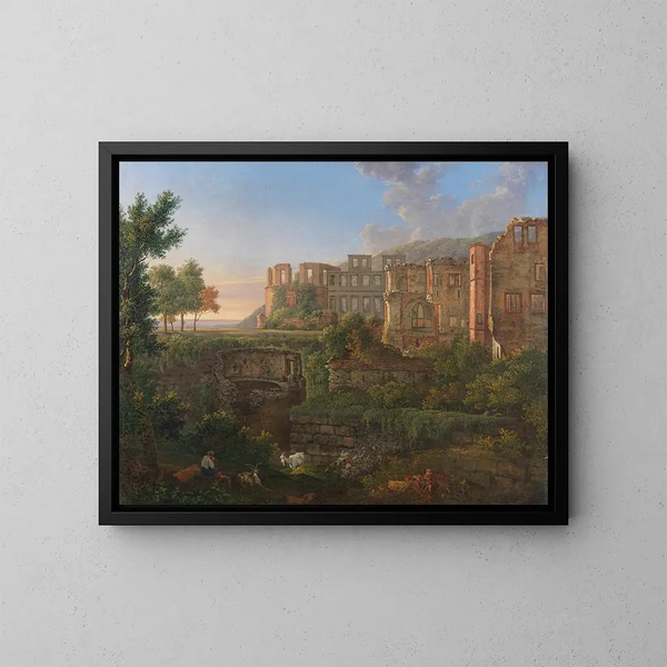 Vista del castello di Heidelberg - Christian Philipp Koester — quadro incorniciato alla parete