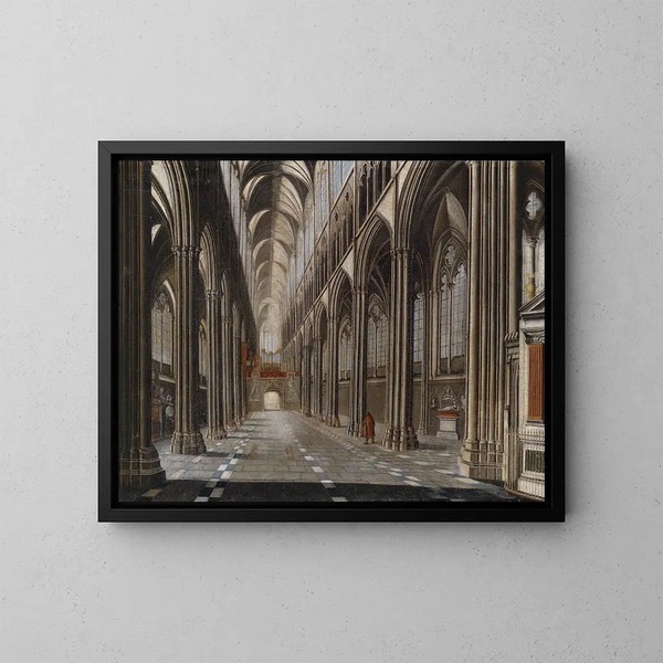 Interno di chiesa gotica - Christian Stöcklin — quadro incorniciato alla parete