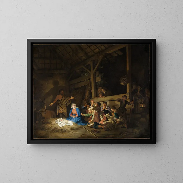 L'Adorazione dei pastori - Christian Wilhelm Ernst Dietrich — quadro incorniciato alla parete