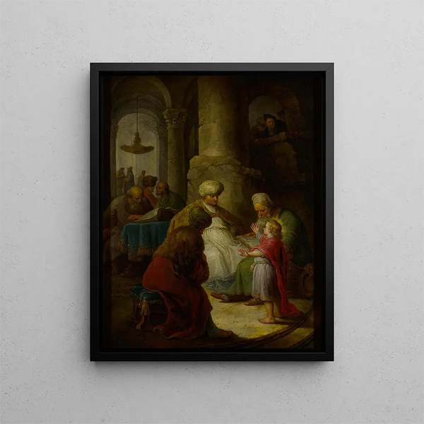 Il giovane Cristo tra i dottori del tempio - Christian Wilhelm Ernst Dietrich — quadro incorniciato alla parete