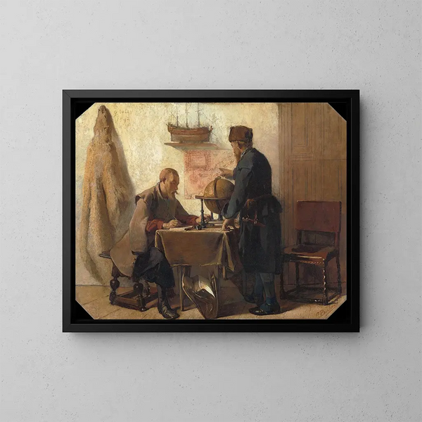 Heemskerck e Barents che pianificano la loro seconda spedizione verso il Grande Nord - Christoffel Bisschop — quadro incorniciato alla parete