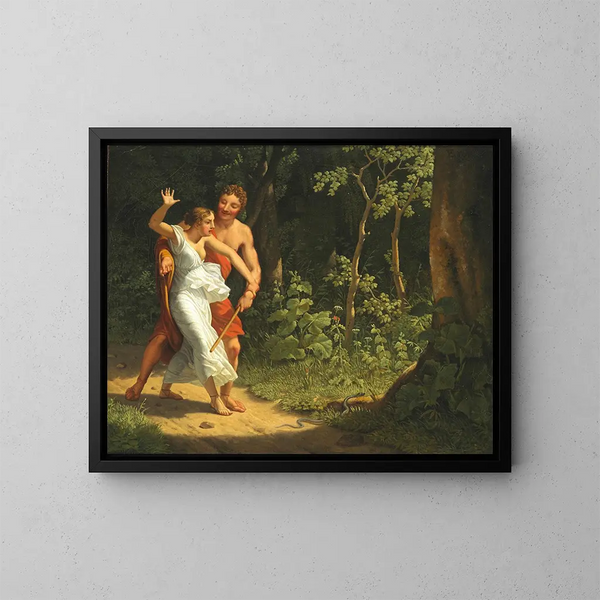 Una scena di seduzione in una foresta - Christoffer Wilhelm Eckersberg — quadro incorniciato alla parete