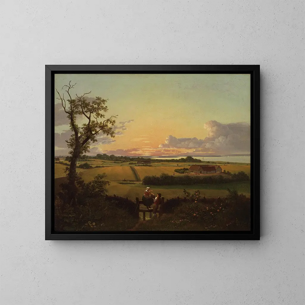 Paesaggio con un passaggio, l'isola di Mn - Christoffer Wilhelm Eckersberg — quadro incorniciato alla parete