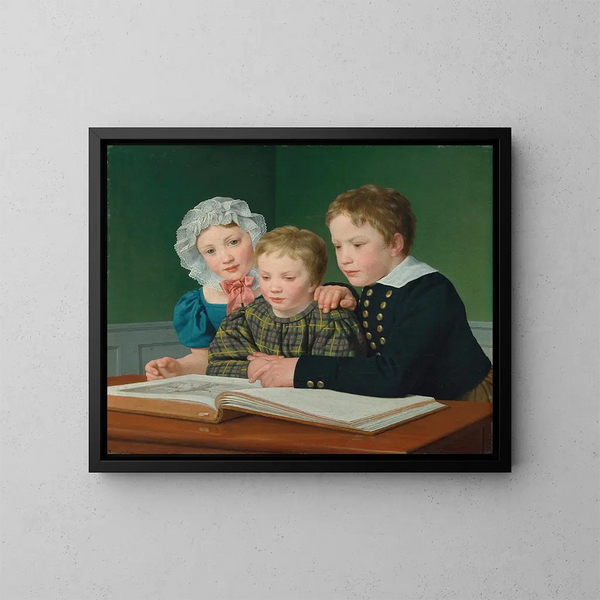 Ritratto dei figli di CF Holms: Adam, Vilhelm, Pauline, Frederikke e Johan Chr Julius - Christoffer Wilhelm Eckersberg — quadro incorniciato alla parete