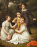 Ritratto del proprietario della piantagione Chamberlain e vicegovernatore delle Antille. I quattro figli di Søbøtker dipinti nel giardino di Hummeltofte - Christoffer Wilhelm Eckersberg — vista dell’opera