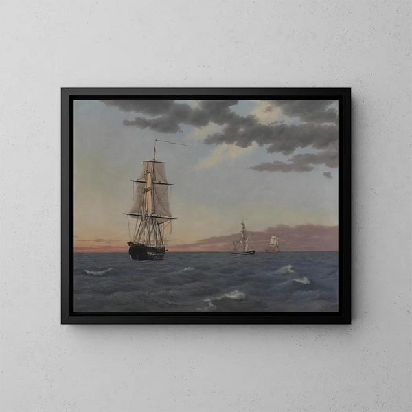 La Corvette Galathea à l'ancre pour envoyer de l'aide au brick Saint Jean - Christoffer Wilhelm Eckersberg — quadro incorniciato alla parete