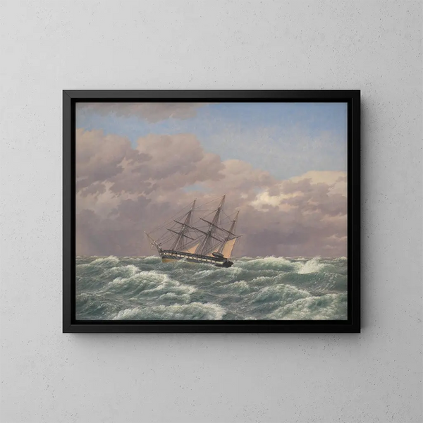 La Corvette Galathea dans une tempête en mer du Nord - Christoffer Wilhelm Eckersberg — quadro incorniciato alla parete