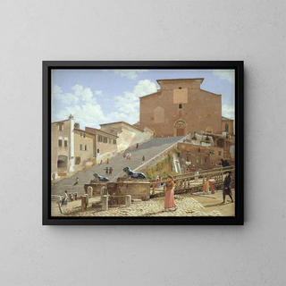 Christoffer Wilhelm Eckersberg - The Marble Steps leading up to the Church of Santa Maria in Aracoeli in Rome.webp
