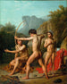Tre ragazzi spartani che si allenano con l'arco - Christoffer Wilhelm Eckersberg — vista dell’opera