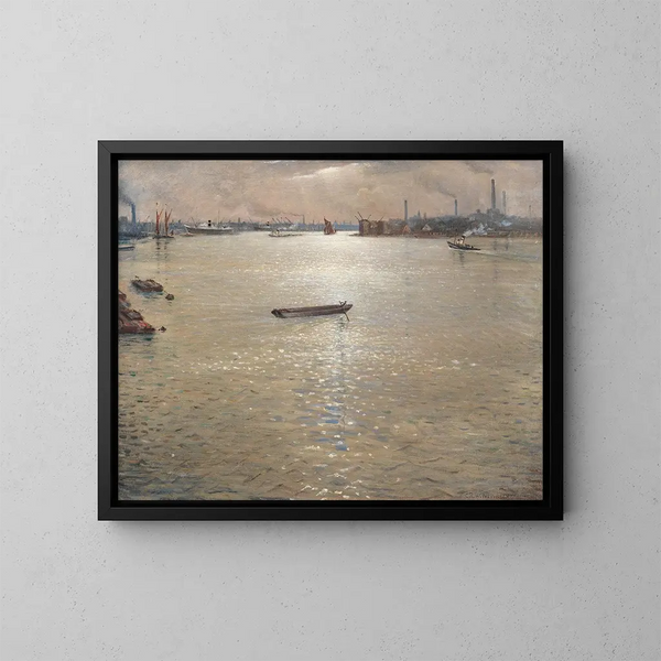 Un paesaggio del Tamigi - Christopher R W Nevinson — quadro incorniciato alla parete