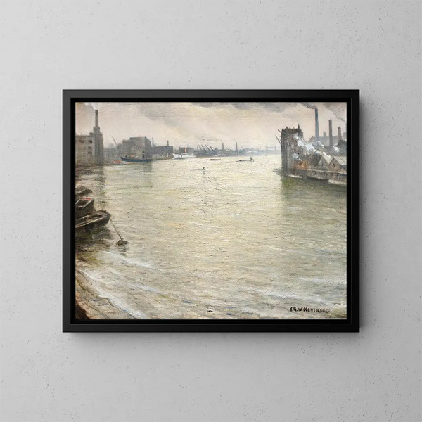 La Tamise vista verso la Torre di Londra - Christopher R W Nevinson — quadro incorniciato alla parete