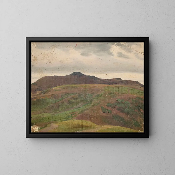 Paesaggio con una prateria e una catena di colline, schizzo - Chrystian Breslauer — quadro incorniciato alla parete