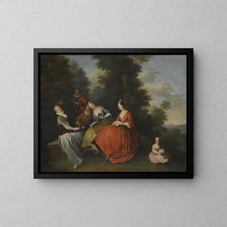 Circle Of Bonaventure De Bar - An Elegant Company Seated Outdoors Making Music.webp