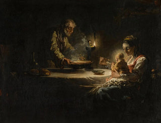 Circle Of JeanHonor Fragonard - An interior scene with the Holy Family dining.webp
