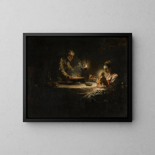 Circle Of JeanHonor Fragonard - An interior scene with the Holy Family dining.webp