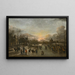 Paesaggio invernale al tramonto con personaggi che giocano a Kolf sul ghiaccio - Cerchio di Aert van der Neer — quadro incorniciato alla parete