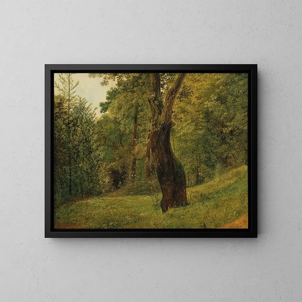 Un albero ai margini del bosco - Cerchio di Friedrich Gauermann — quadro incorniciato alla parete