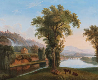 Circle of Jacob Philipp Hackert - A Vast Landscape with a View of the Tivoli Falls.webp