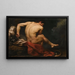 Un guerriero nudo seduto su una roccia accanto al suo scudo e al suo casco con piume - Cerchio di Jean-Germain Drouais — quadro incorniciato alla parete